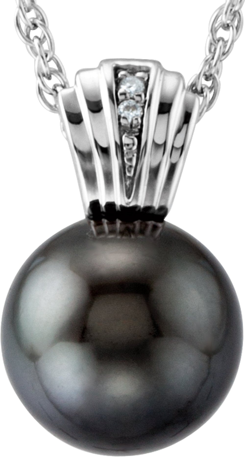 14K White Cultured Gray Tahitian Pearl & .01 CTW Natural Diamond 18" Necklace