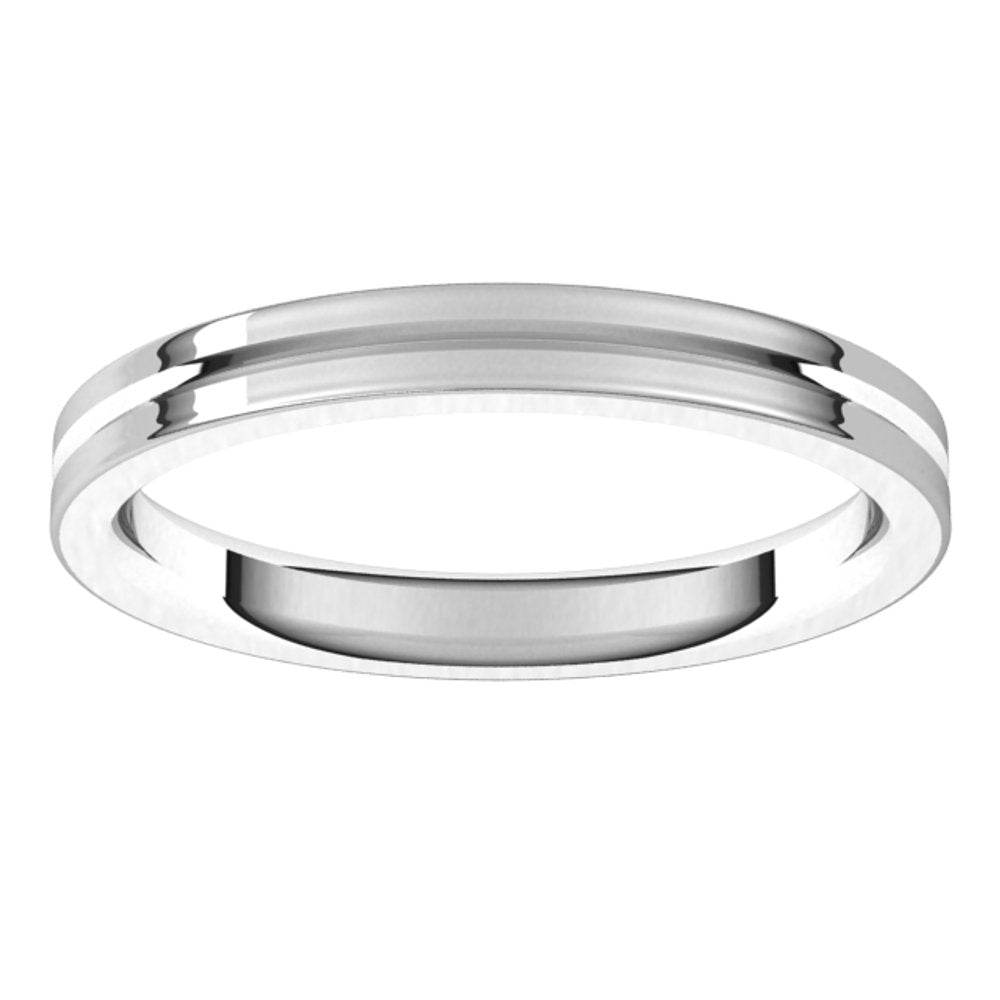 10K White 2.5 mm Grooved Flat Comfort Fit Band Size 6.5