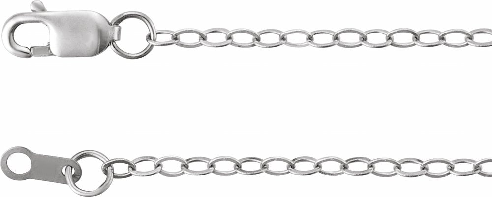 14K White Gold 1.8 mm Flat Cable 20" Chain