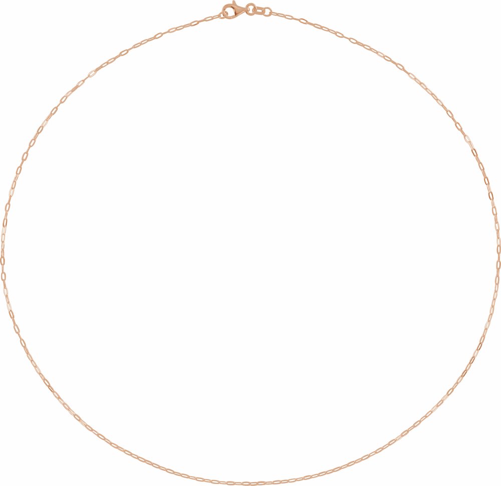 14K Rose Gold 1.25 mm Paperclip-Style 18" Chain