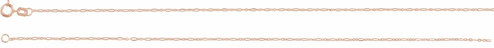14K Rose Gold 1.25 mm Figaro 18" Chain