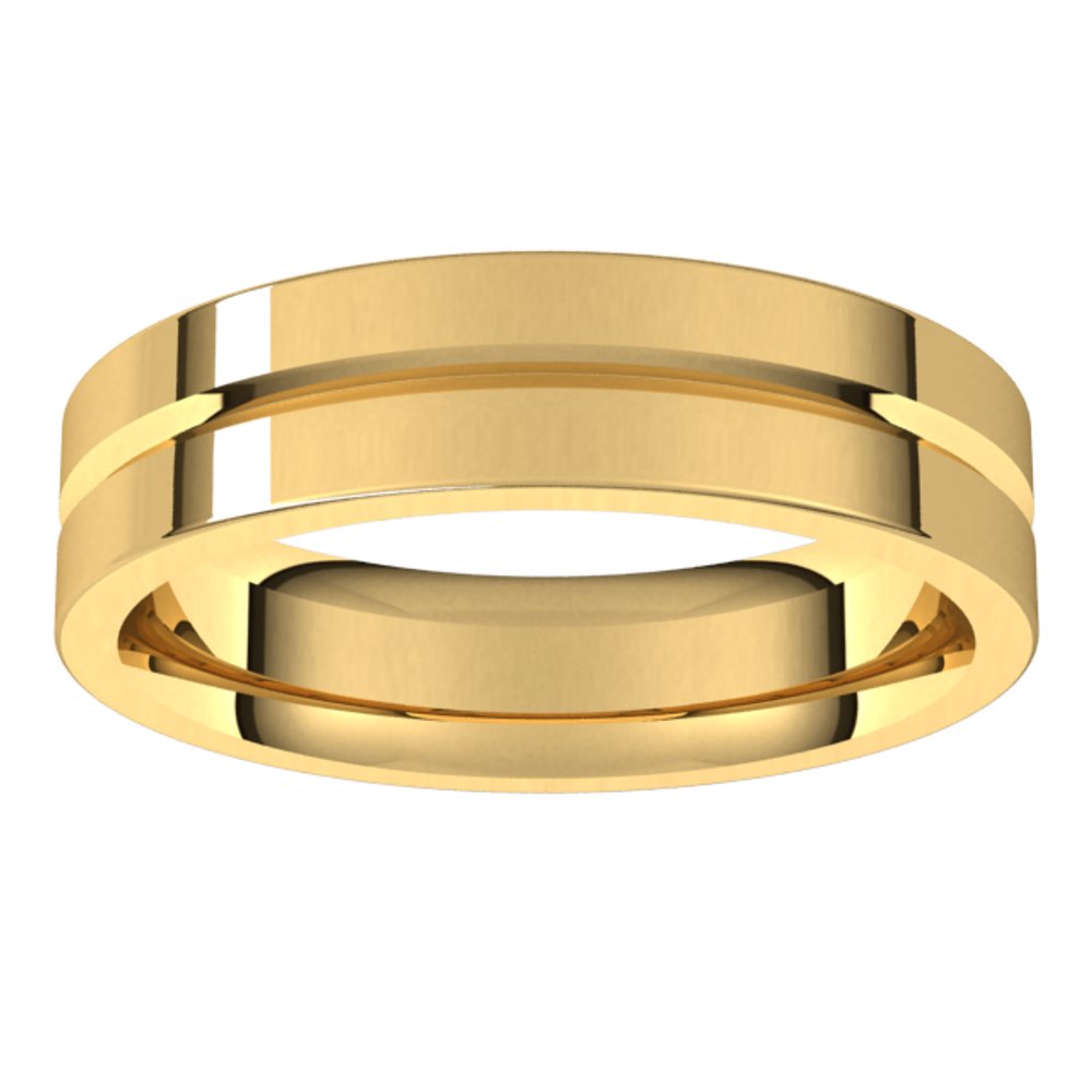 14K Yellow 5 mm Grooved Comfort-Fit Flat Band