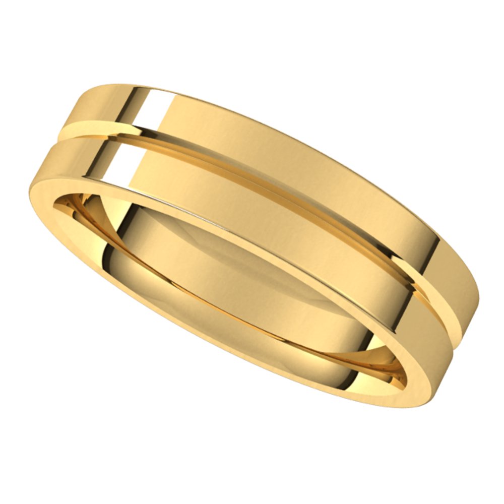 14K Yellow 5 mm Grooved Comfort-Fit Flat Band