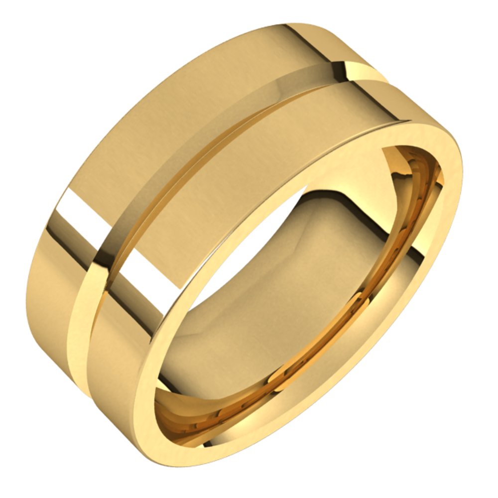 14K Yellow 8 mm Grooved Comfort-Fit Flat Band Size 11