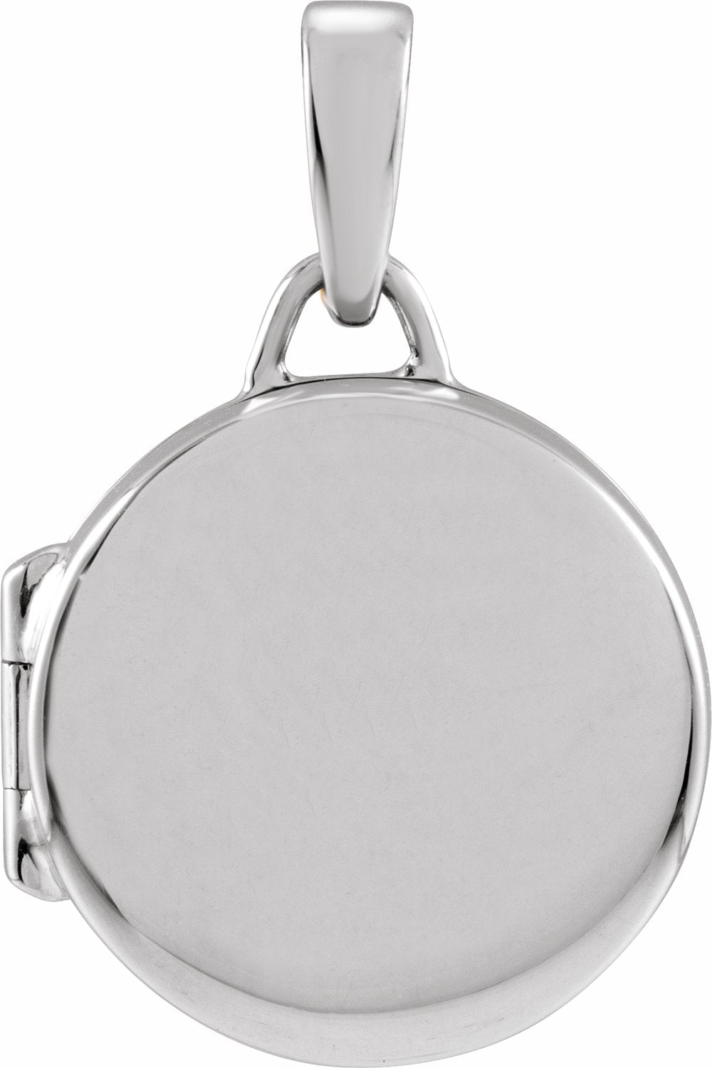 14K White Gold Round Locket Pendant