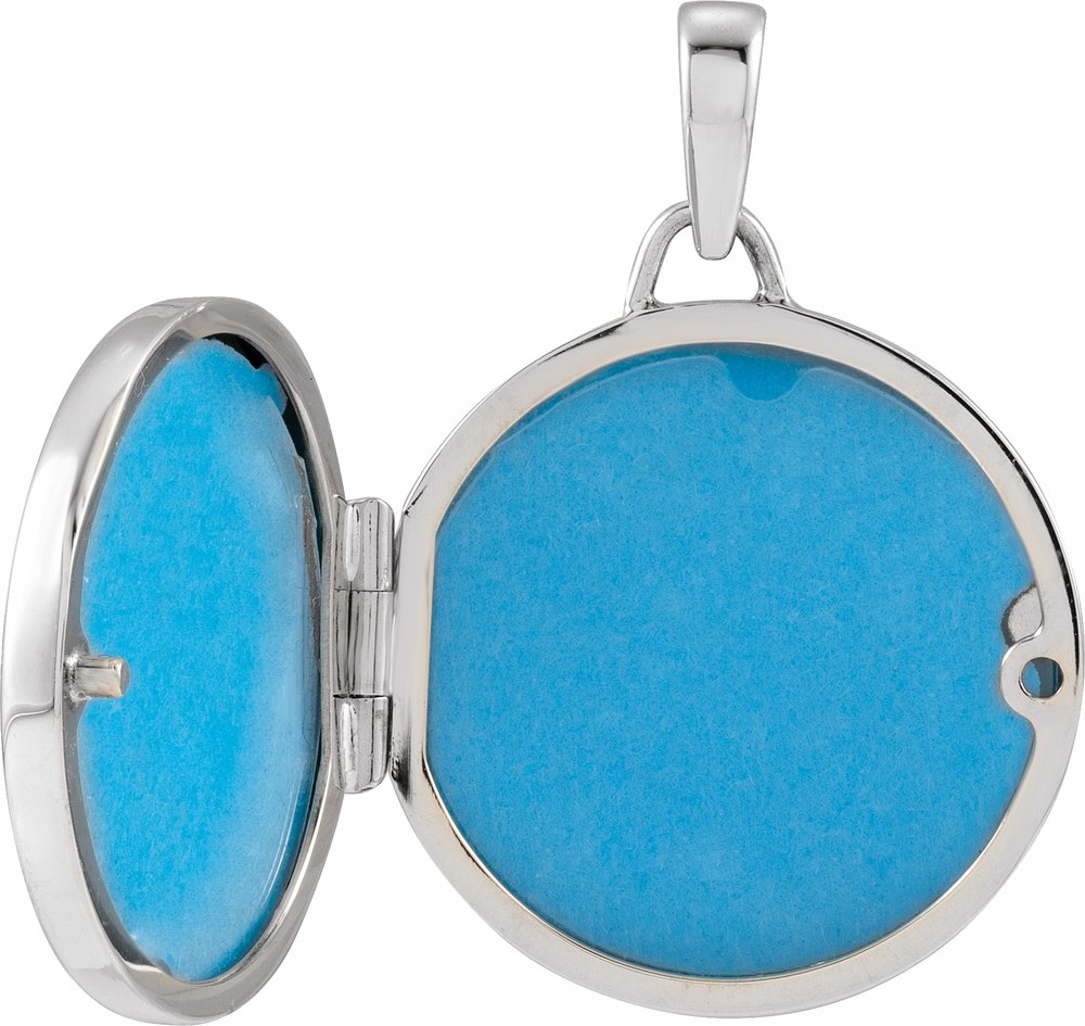 Rhodium-Plated Sterling Silver Round Locket Pendant