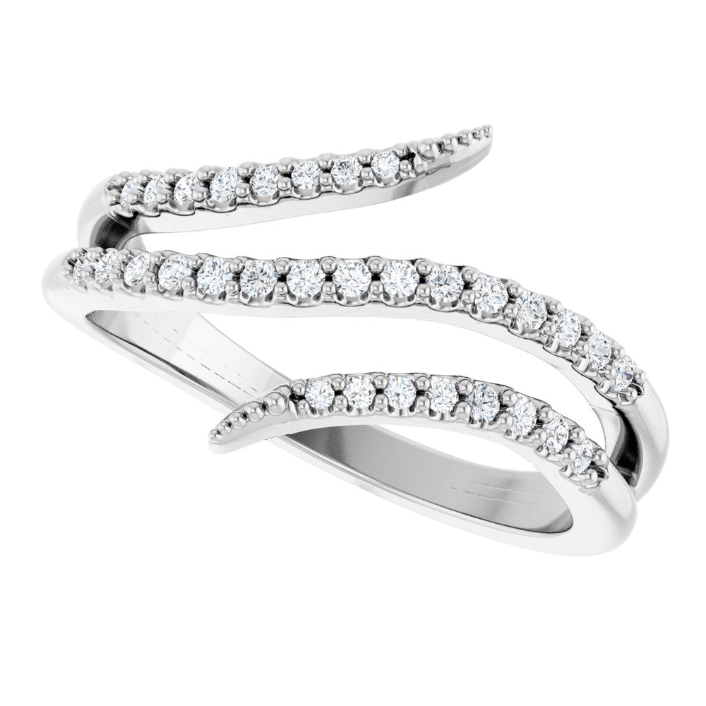 14K White Gold 1/5 CTW Natural Diamond Bypass Ring