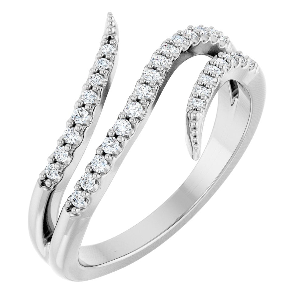 14K White Gold 1/5 CTW Natural Diamond Bypass Ring