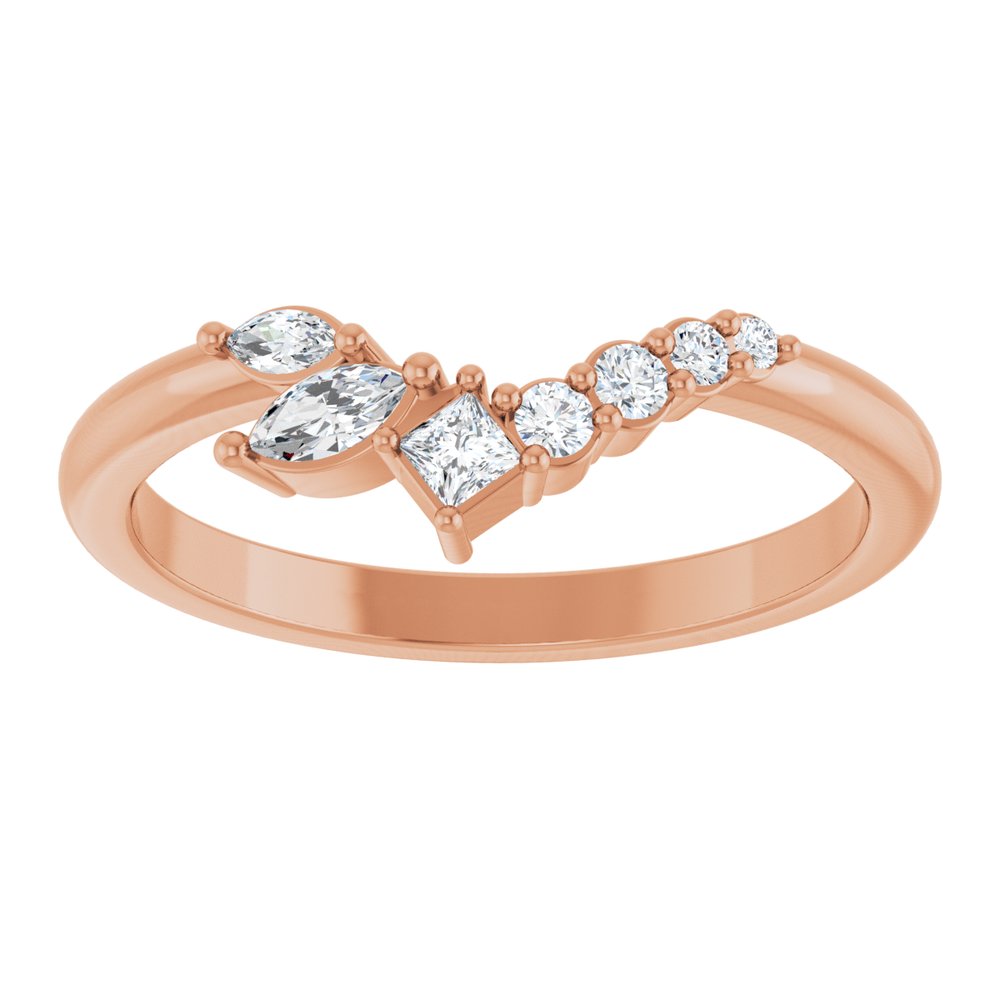 14K Rose Gold 1/5 Natural Diamond Contour Band
