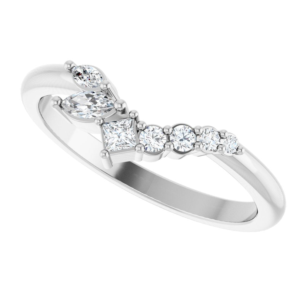 14K White Gold 1/5 CTW Lab-Grown Diamond Contour Band