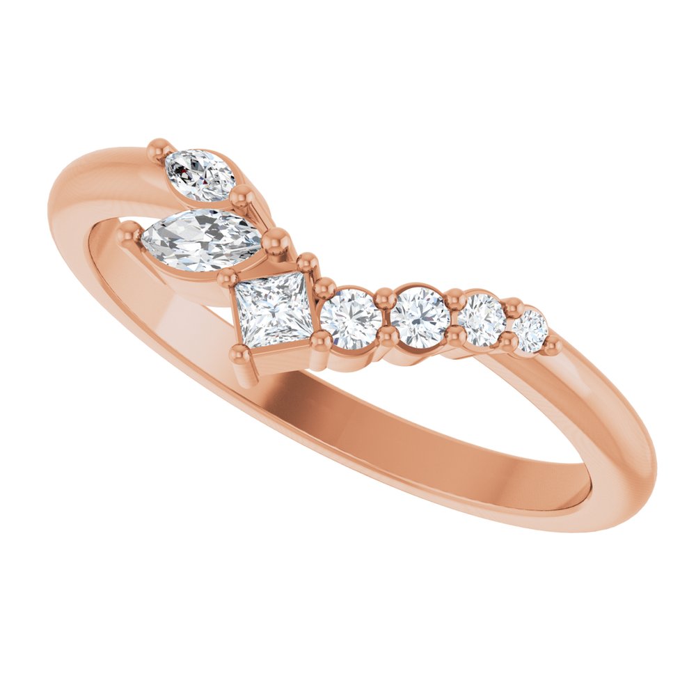 14K Rose Gold 1/5 Natural Diamond Contour Band
