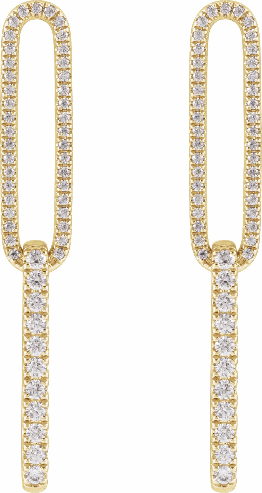 14K Yellow Gold 1/2 CTW Lab-Grown Diamond Elongated Link Earrings