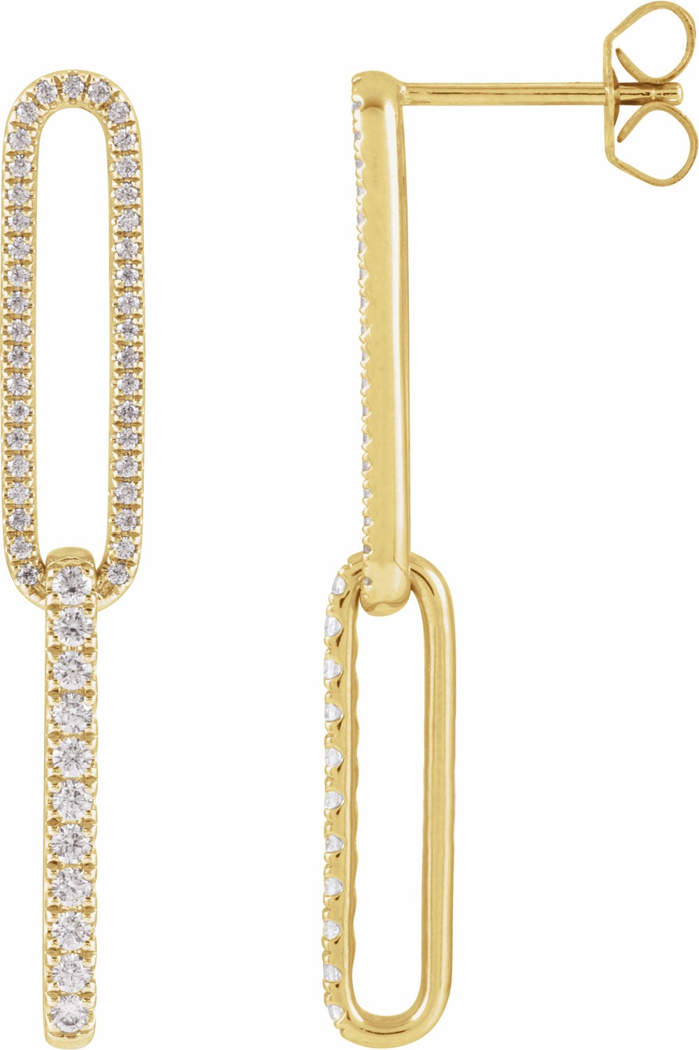 14K Yellow Gold 1/2 CTW Lab-Grown Diamond Elongated Link Earrings