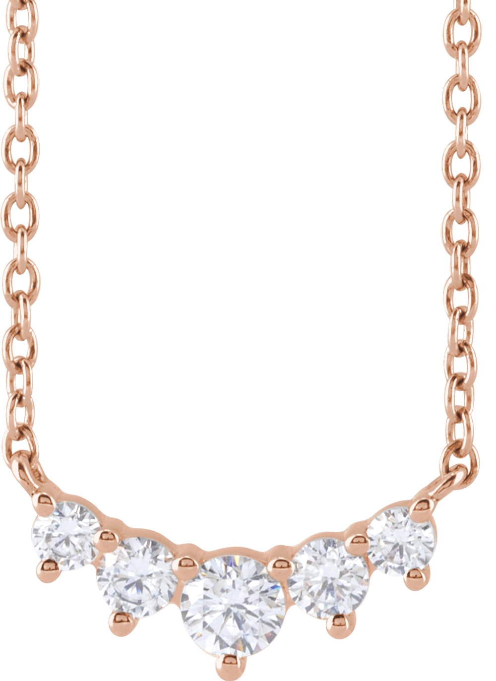 14K Rose Gold 1/3 CTW Lab-Grown Diamond Graduated 18" Necklace