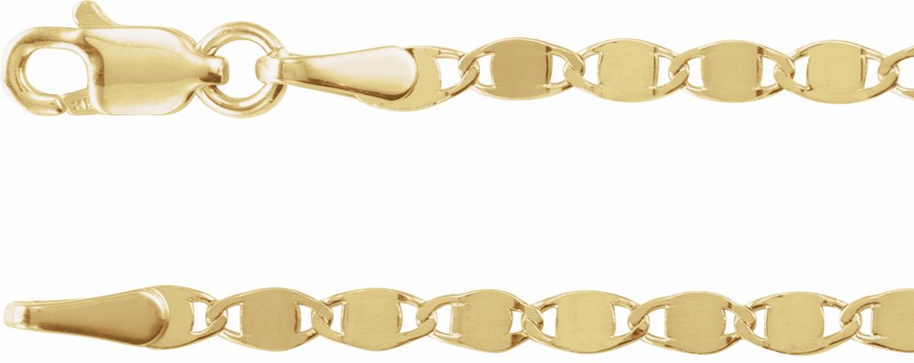 14K Yellow Gold 2.7 mm Mirror 7 1/2" Chain