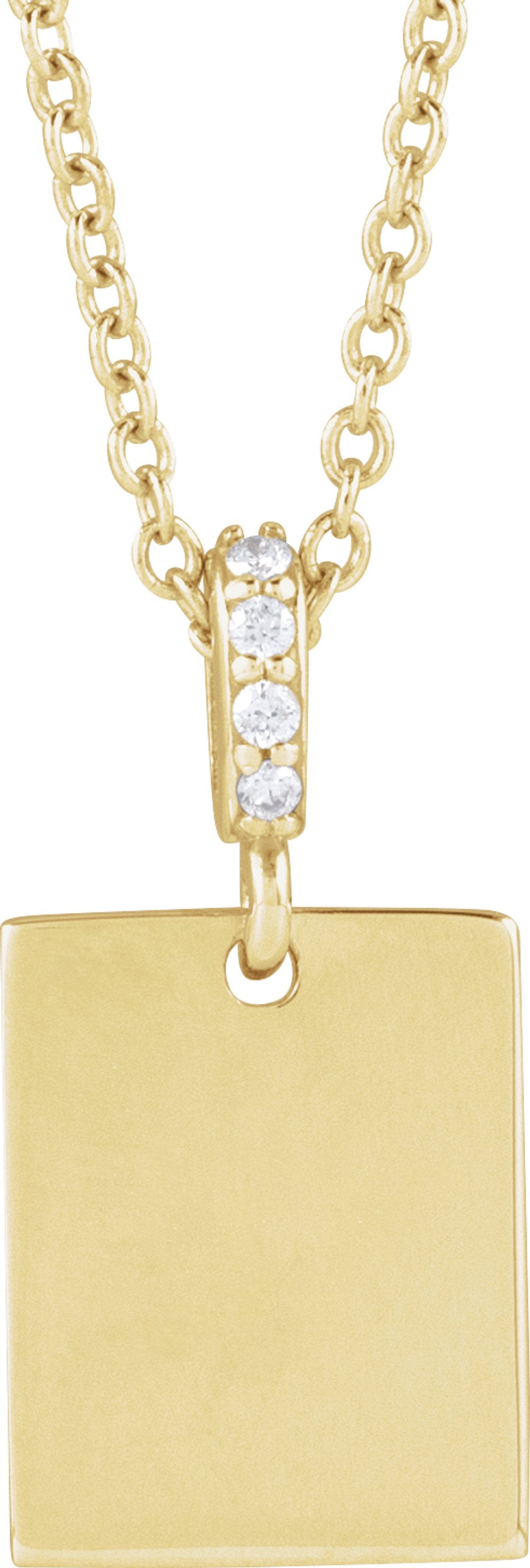 14K Yellow Gold .02 CTW Natural Diamond Engravable 16-18" Necklace