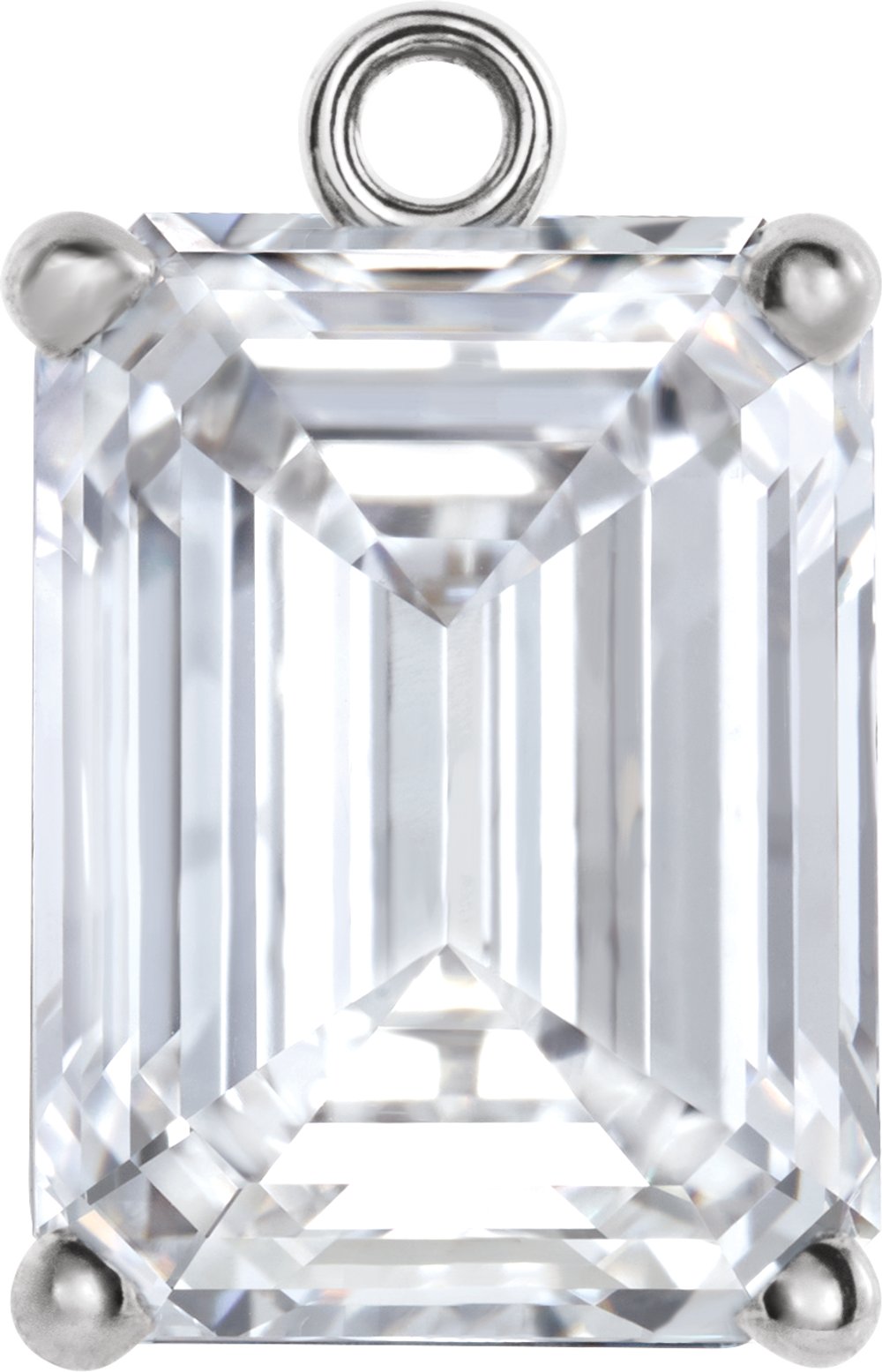 14K White 1/2 CT Lab-Grown Diamond 4-Prong Basket Dangle