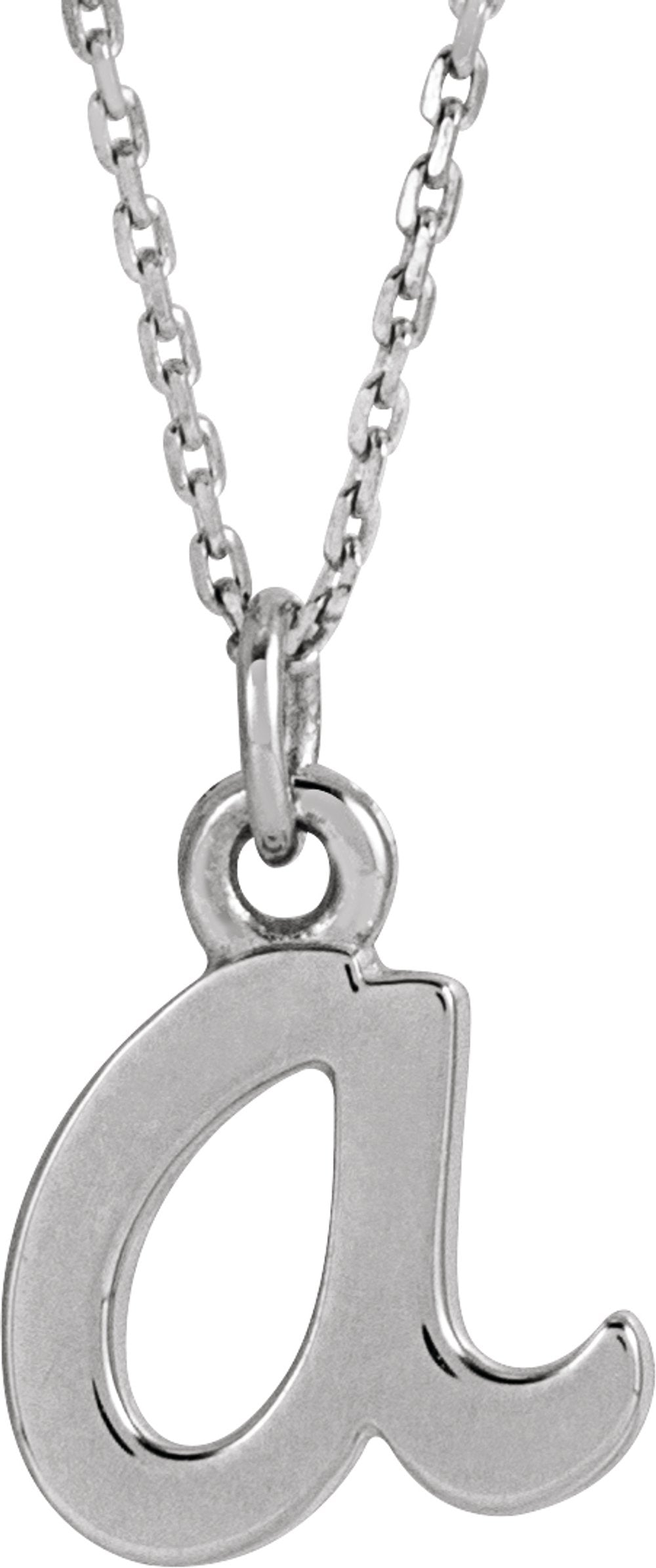14K White Gold Petite Initial A 16" Necklace