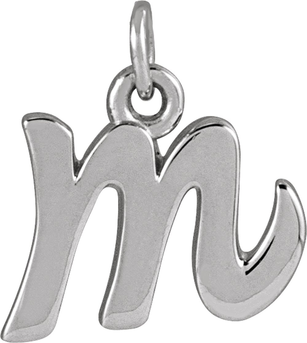 14K White Gold Petite Initial M Pendant