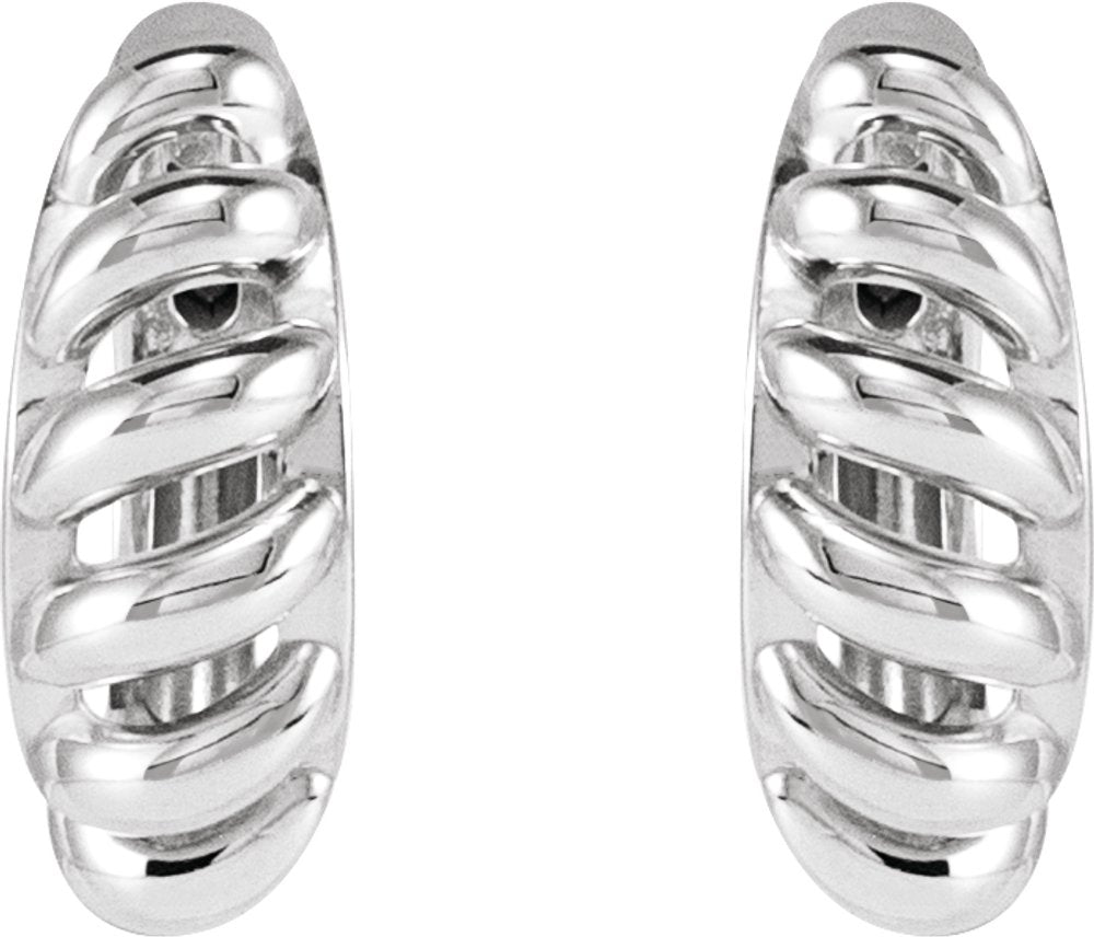 Sterling Silver Rope Dome 12.9 mm Hoop Earrings