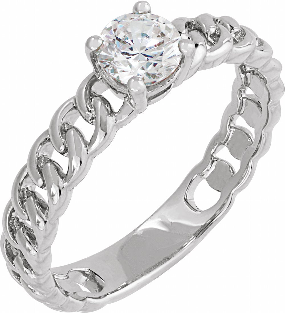 14K White Gold 1/2 CT Lab-Grown Diamond Solitaire Ring