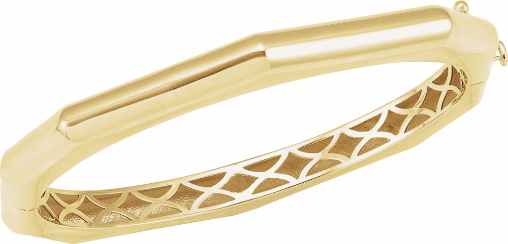 14K Yellow Geometric Hinged 7" Bangle Bracelet