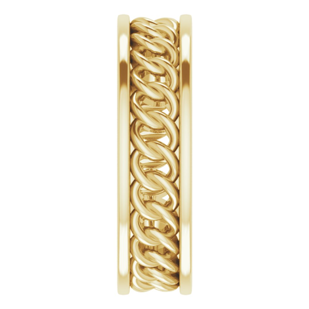 14K Yellow Gold 6.3 mm Chain Link Flat Band Size 8.5