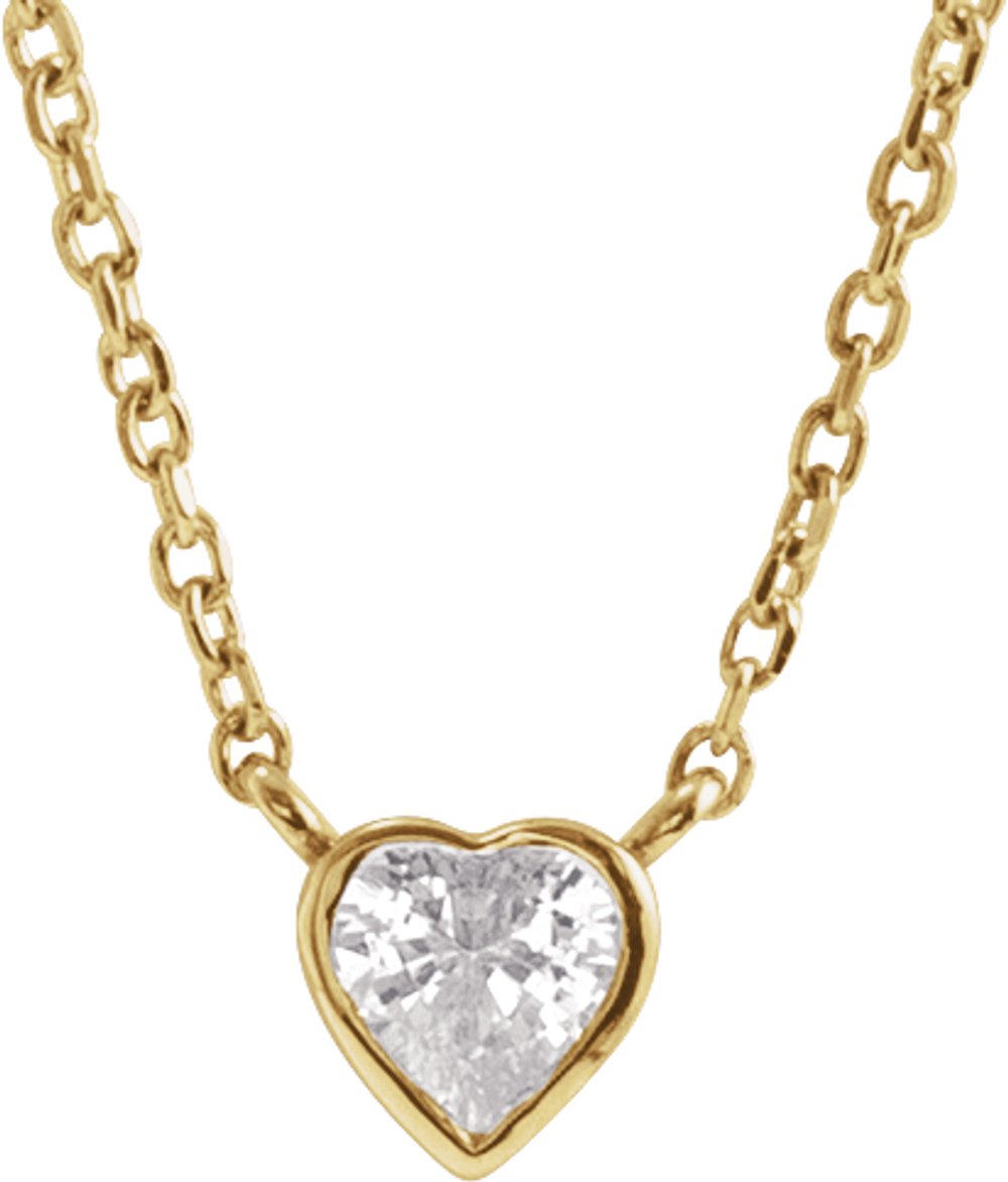 14K Yellow Gold Natural White Sapphire Bezel-Set 16-18" Necklace
