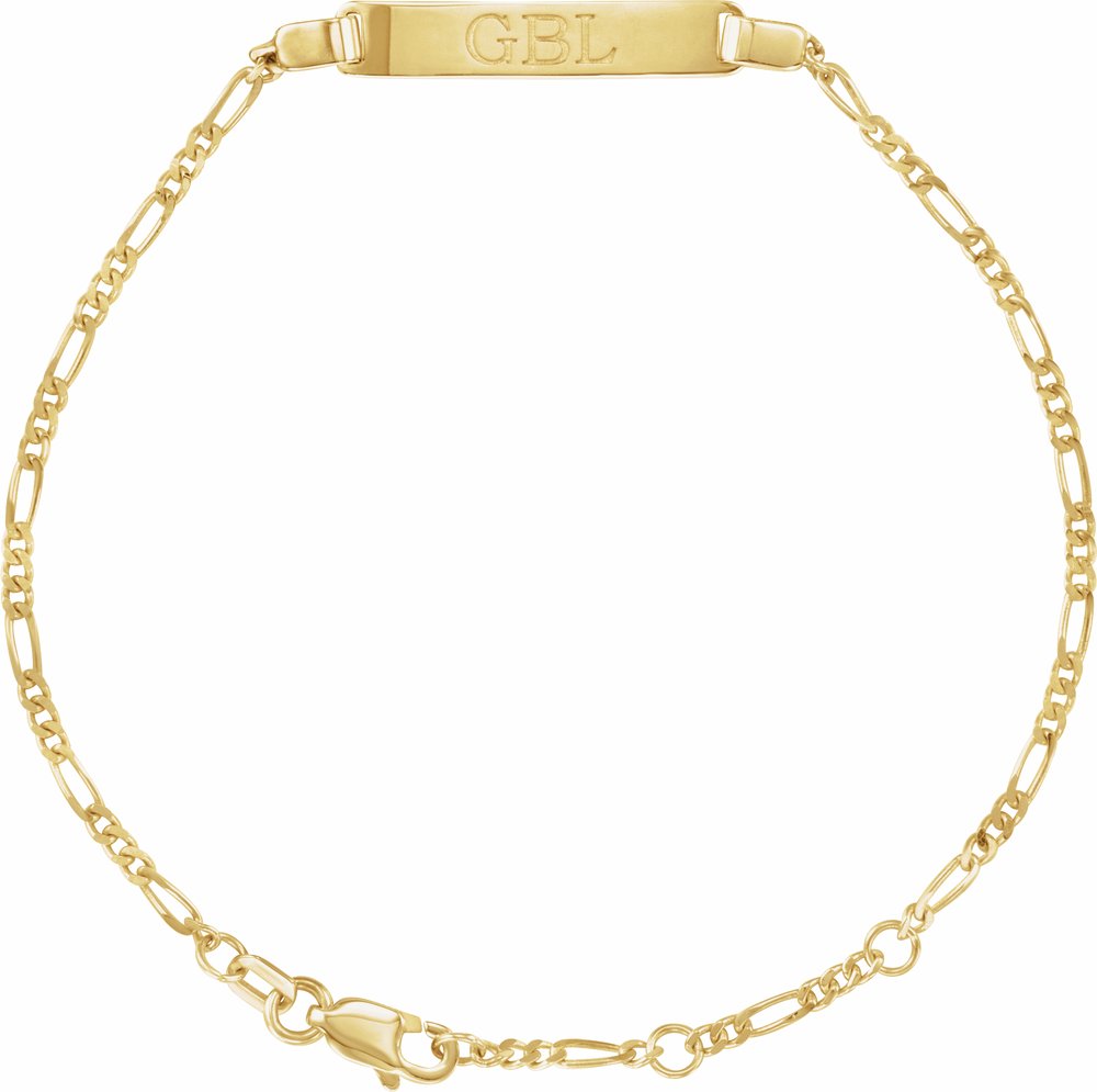 14K Yellow Gold Adjustable Figaro Adjustable Identification 6-7" Bracelet