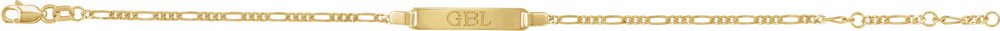 14K Yellow Gold Adjustable Figaro Adjustable Identification 6-7" Bracelet