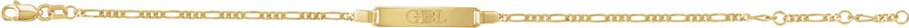 14K Yellow Adjustable Figaro Adjustable Identification 6-7" Bracelet