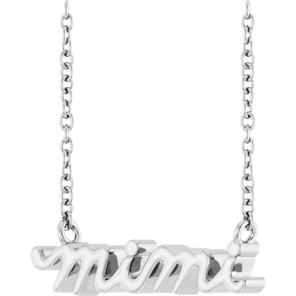 14K White Gold Mimi Lowercase Script 18" Necklace