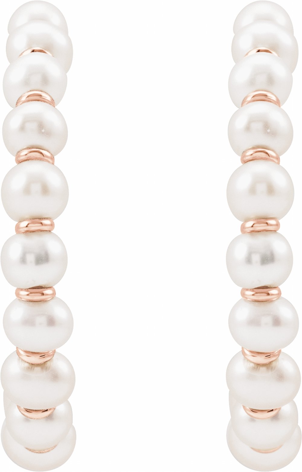 14K Rose Cultured White Freshwater Pearl 30.3 mm Hoop Earrings