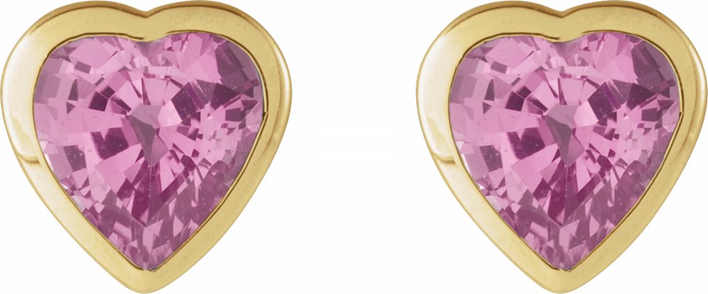 14K Yellow Gold Natural Pink Sapphire Stud Earrings