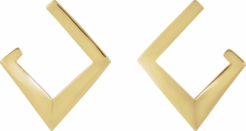 14K Yellow Gold Geometric Front-Back Hoop Earrings
