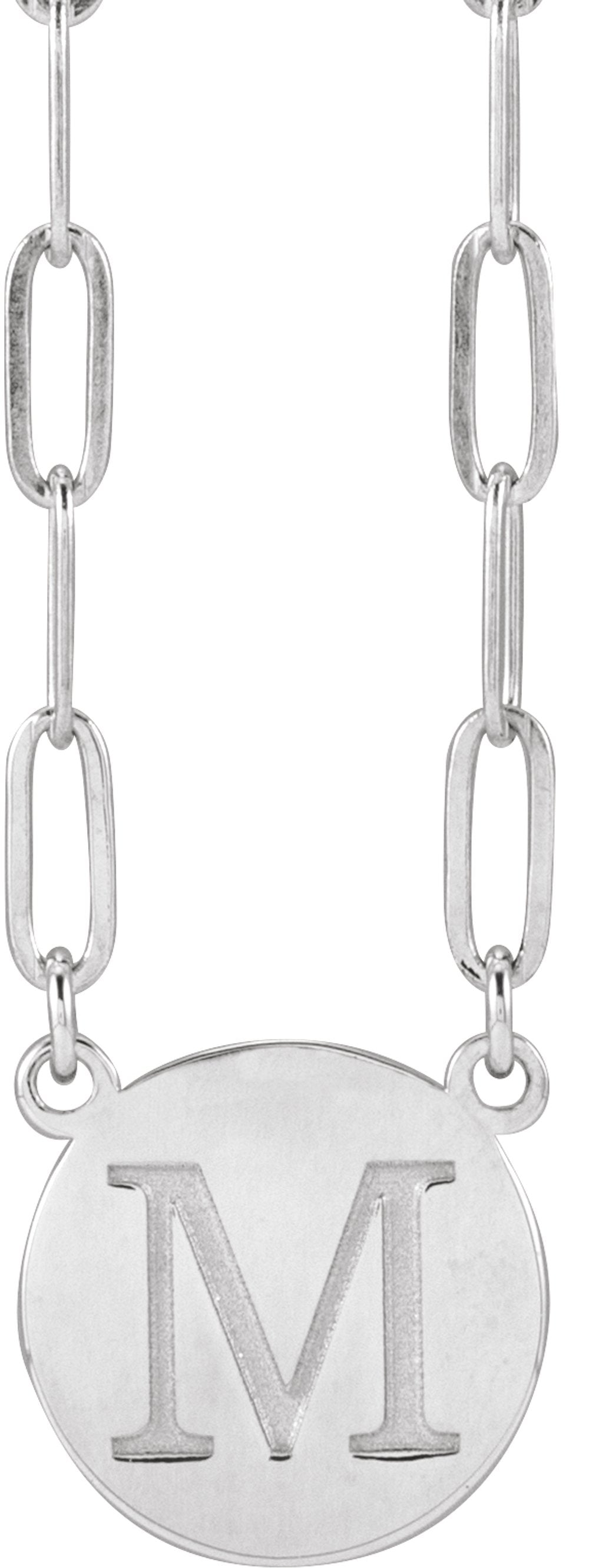 14K White Gold Engravable Disc 16" Necklace