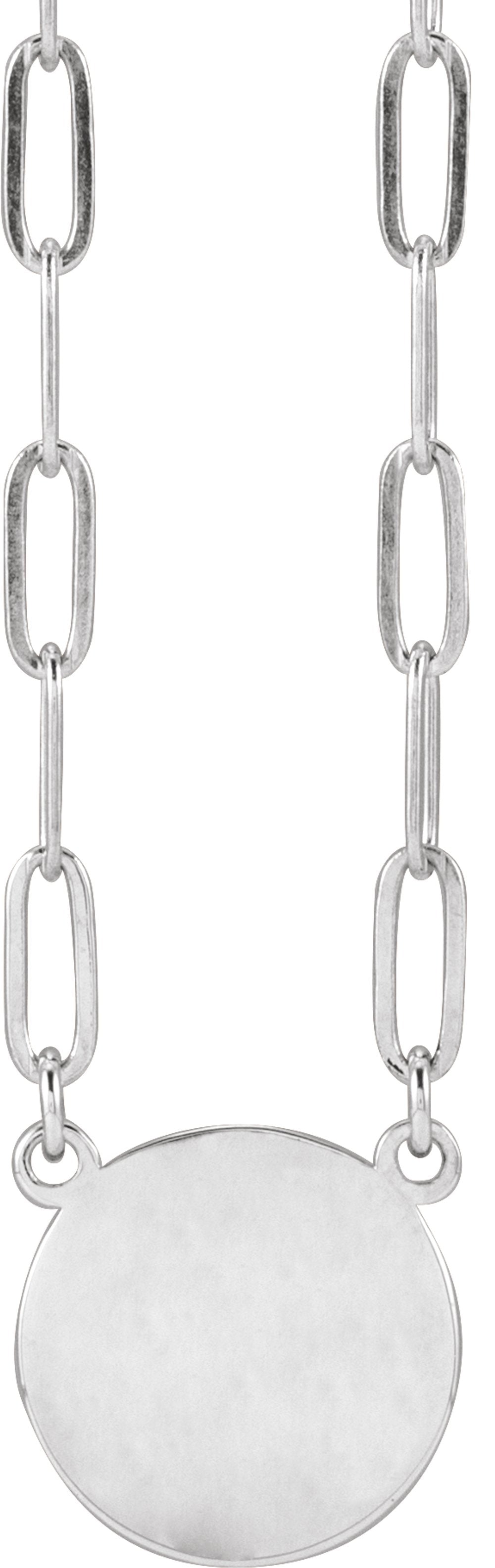 14K White Gold Engravable Disc 16" Necklace