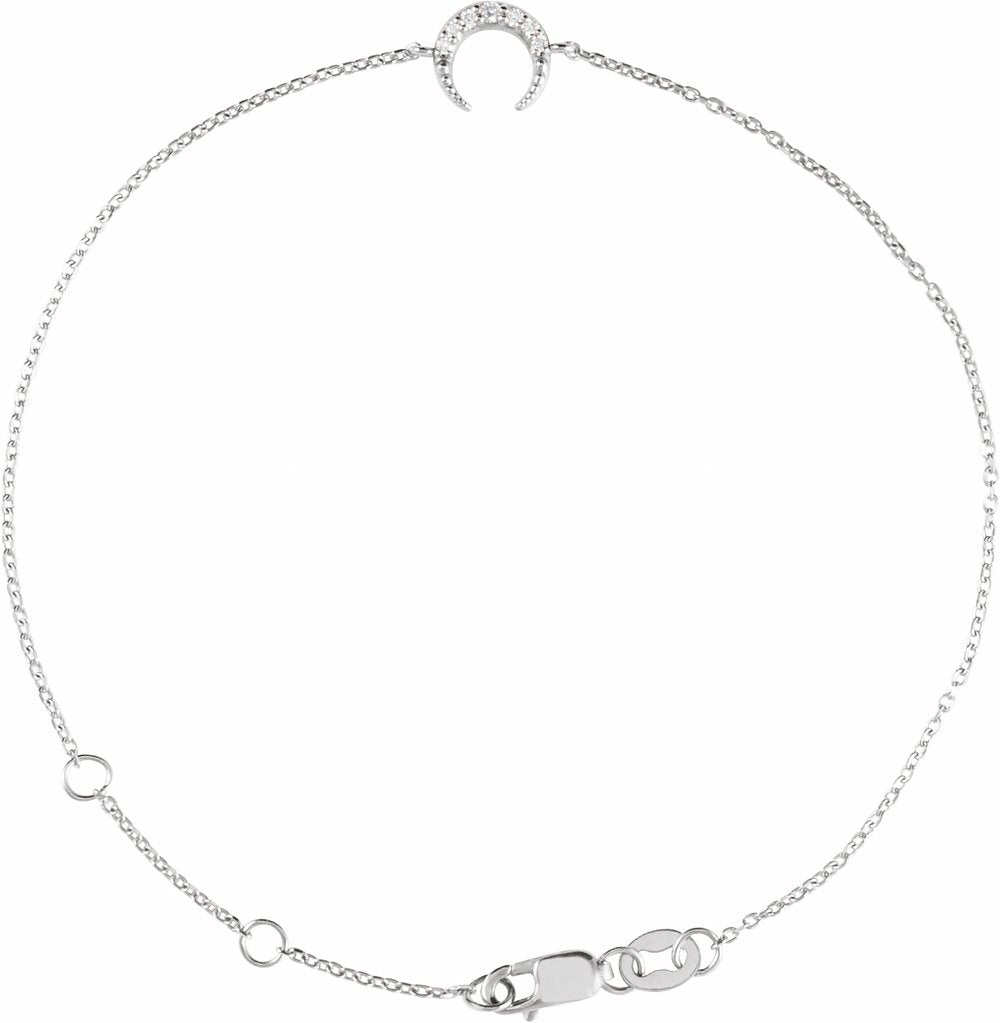 14K White Gold .04 CTW Natural Diamond Crescent Moon 6 1/2-7 1/2 Bracelet