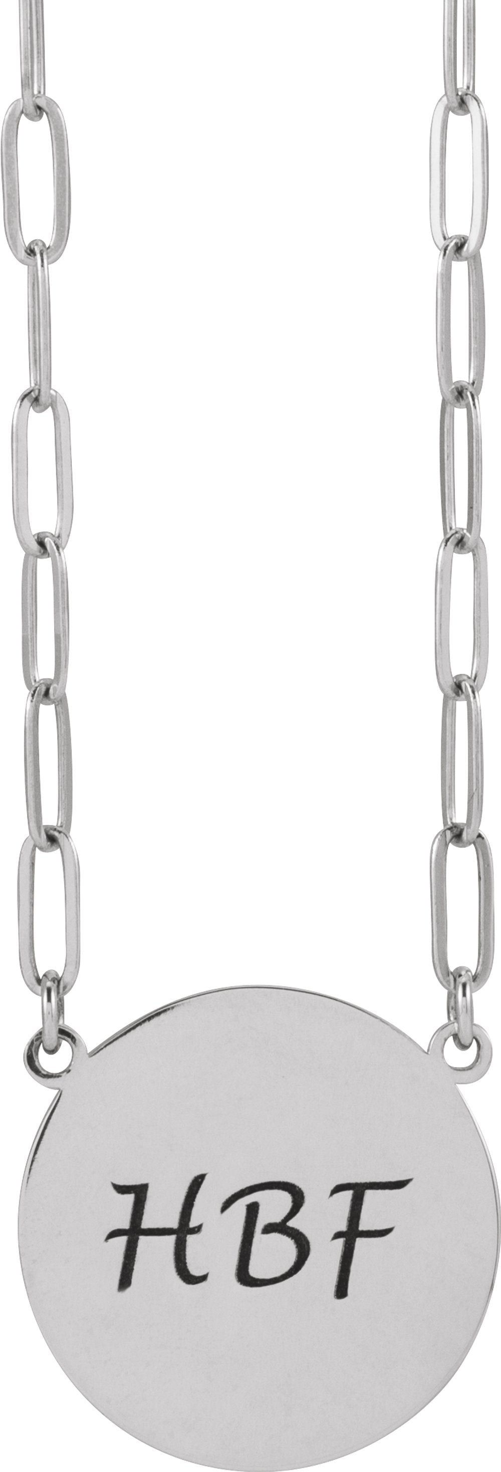 Sterling Silver Engravable Disc 16" Necklace