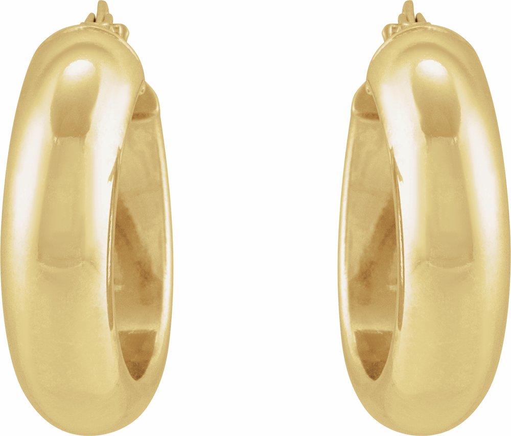 14K Yellow Half-Round Tube 17 mm Hoop Earrings