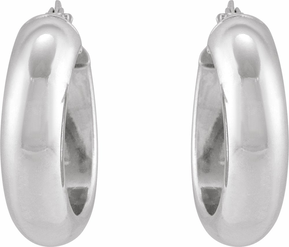 Sterling Silver Half-Round Tube 17 mm Hoop Earrings