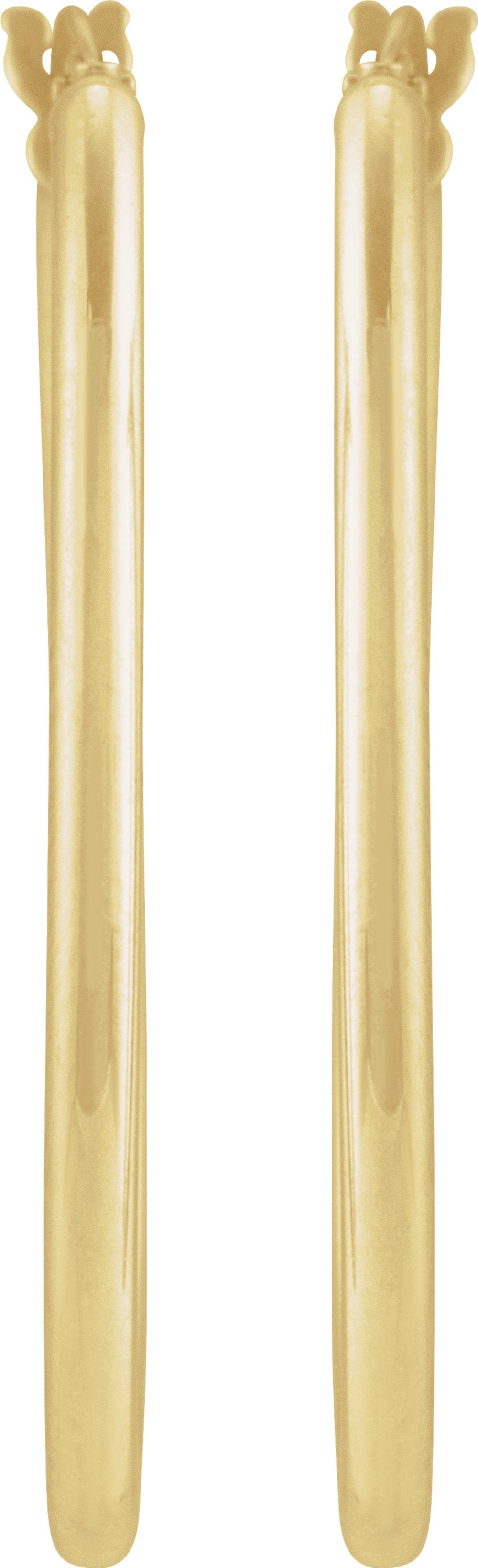 14K Yellow Elongated Oval Tube 34.3 mm Hoop Earrings