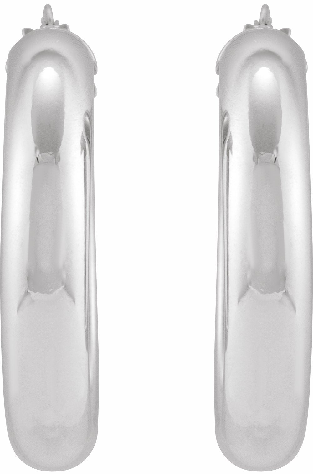 Sterling Silver Half-Round Tube 30 mm Hoop Earrings