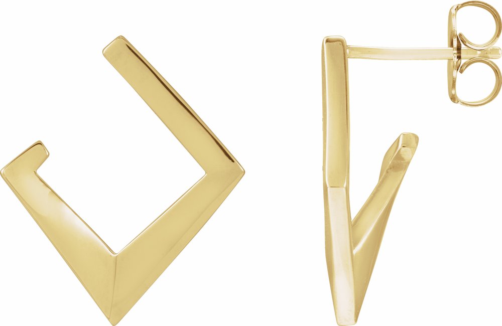 14K Yellow Gold Geometric Front-Back Hoop Earrings