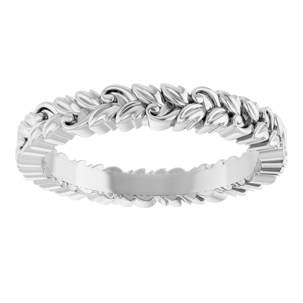 Sterling Silver 3.2 mm Floral Band Size 7