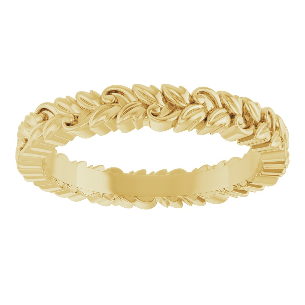 14K Yellow Gold 3.2 mm Floral Band Size 7