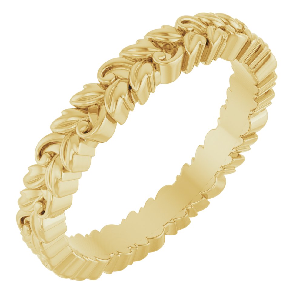 14K Yellow Gold 3.2 mm Floral Band Size 7