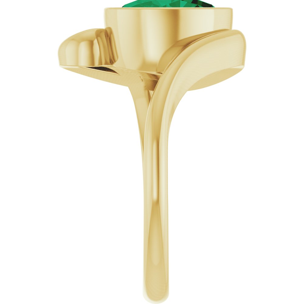 14K Yellow Gold Lab-Grown Emerald Ring