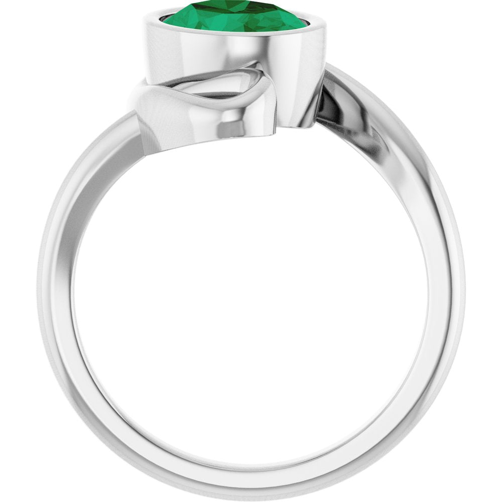 14K White Gold Lab-Grown Emerald Ring