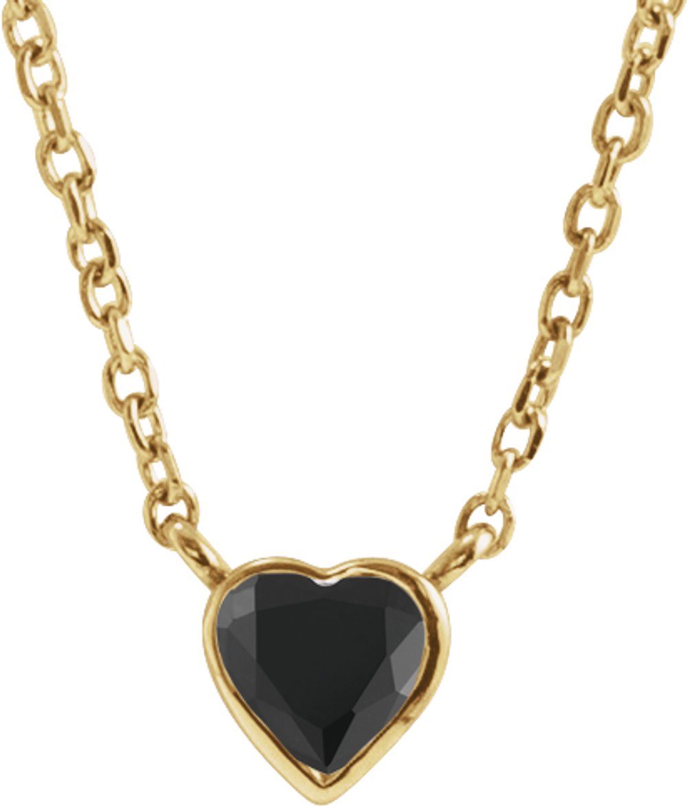 14K Yellow Gold Natural Black Onyx Bezel-Set 16-18" Necklace